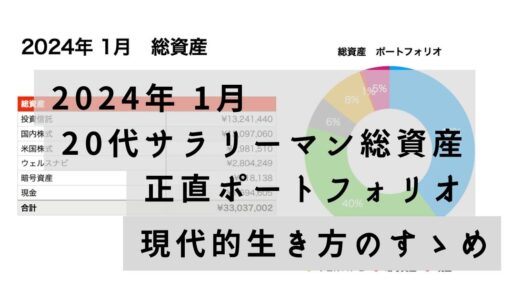 20代サラリーマン総資産　正直ポートフォリオ　2024年1月